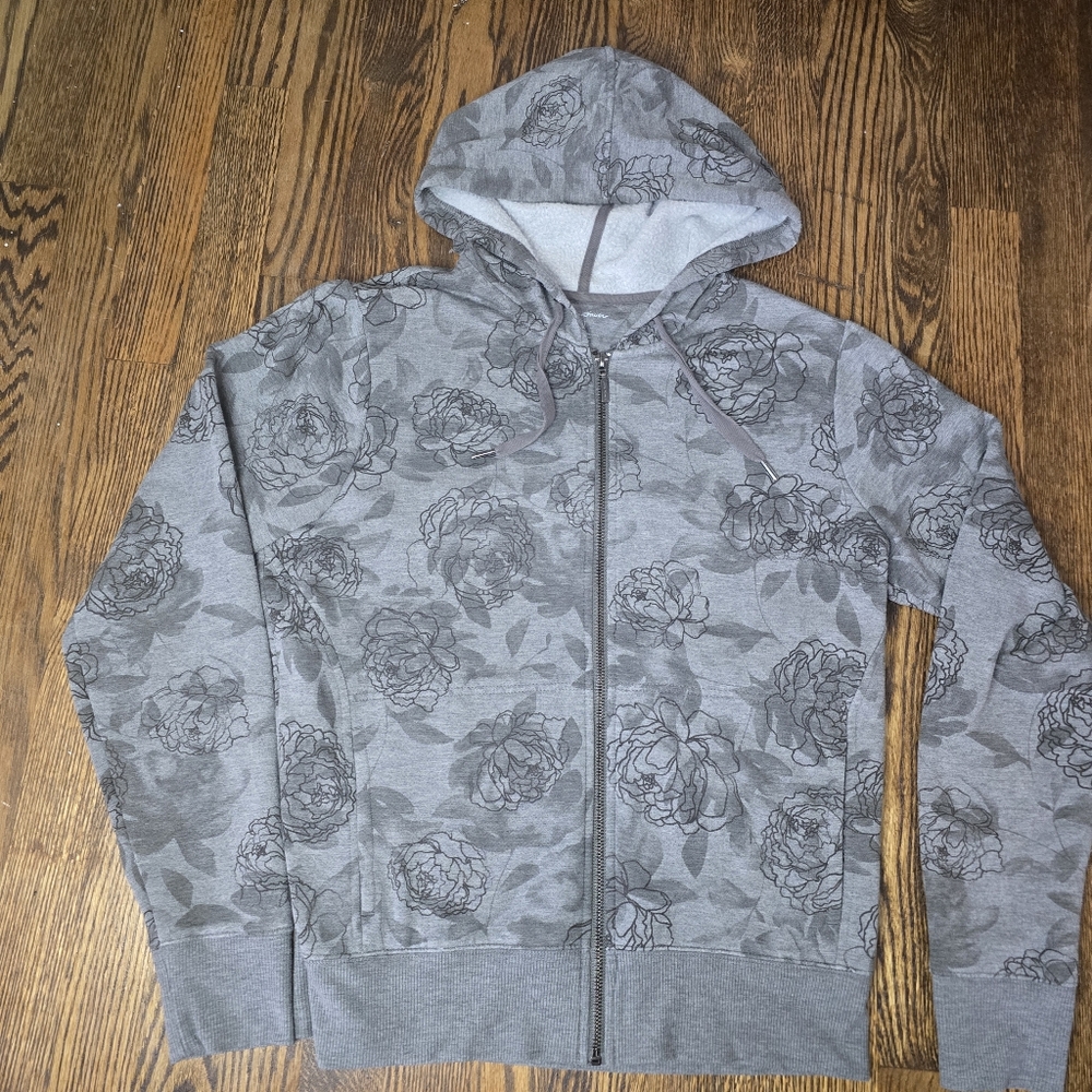Eddie Bauer Floral Zip Hoodie — Modal Blend • Women’s Medium • Super Soft